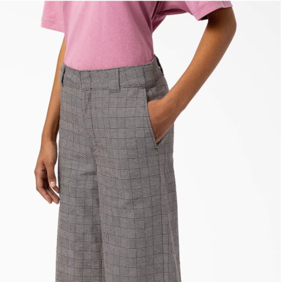 NWT Dickies Women's Bakerhill High Rise Wide Leg Pants Plaid - Picture 1 of 12